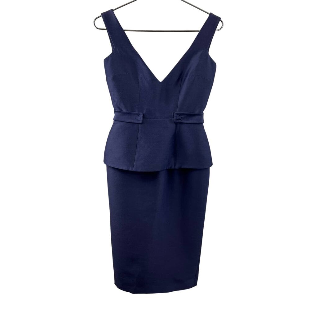 NEW Dsquared2 Blue Wool Sleeveless Sheath Peplum Style Dress US S IT 40 $1225